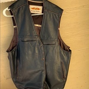Vintage 5XL genuine leather vest